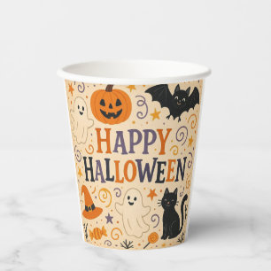 , schattige vrolijke Halloween vleermuis, spook, p Papieren Bekers