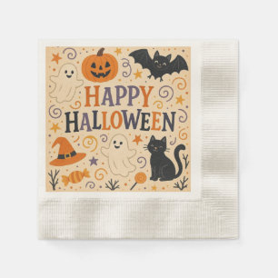 , schattige vrolijke Halloween vleermuis, spook, p Servet