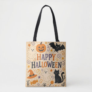 , schattige vrolijke Halloween vleermuis, spook, p Tote Bag