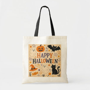 , schattige vrolijke Halloween vleermuis, spook, p Tote Bag
