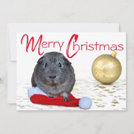 Schattige vrolijke kerst cavia gouden ornament feestdagenkaart