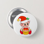 Schattige vrolijke Kerst elf Ronde Button 5,7 Cm (Voorkant /achterkant)