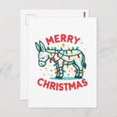 Schattige vrolijke kerst ezel briefkaart (Voorkant / Achterkant)
