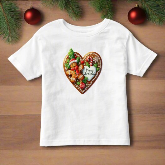 Schattige vrolijke kerst gingerbread man hart kinder shirts