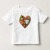 Schattige vrolijke kerst gingerbread man hart kinder shirts (Voorkant)