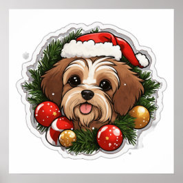 Schattige vrolijke kerst hond PNG | Festieve vakan Poster