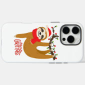 Schattige vrolijke kerst Santa luiaard Case-Mate iPhone Case (Achterkant (horizontaal))