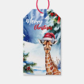 schattige vrolijke kerst witte winter Giraffe Cadeaulabel (Voorkant)