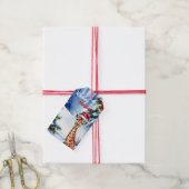schattige vrolijke kerst witte winter Giraffe Cadeaulabel (Met Touw)