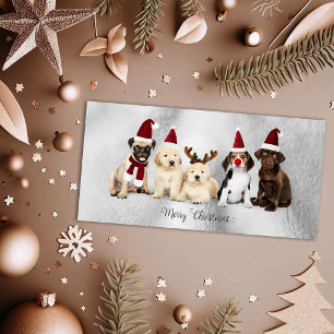Schattige vrolijke kerstelfen & Rudolph-hondjes Feestdagenkaart