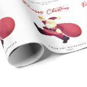 Schattige Vrolijke Kerstman Cadeaupapier (Rol Hoek)