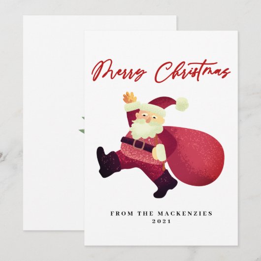 Schattige Vrolijke Kerstman Feestdagenkaart (Voorkant / Achterkant)