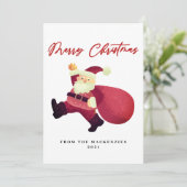 Schattige Vrolijke Kerstman Feestdagenkaart (Staand voorkant)