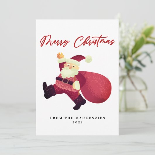 Schattige Vrolijke Kerstman Feestdagenkaart (Staand voorkant)