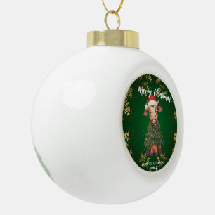 Schattige vrolijke Koe Kerstboom kalf os Xmas patr Keramische Bal Ornament