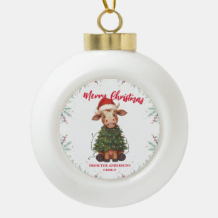 Schattige vrolijke Koe Kerstboom kalf os Xmas patr Keramische Bal Ornament