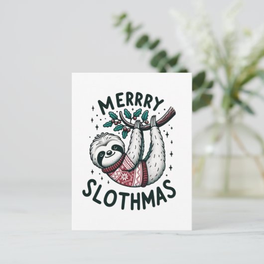 Schattige vrolijke slothmas briefkaart (Staand voorkant)