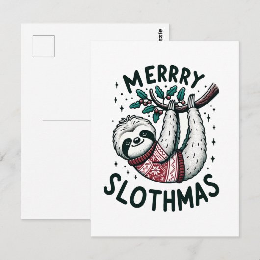 Schattige vrolijke slothmas briefkaart (Voorkant / Achterkant)