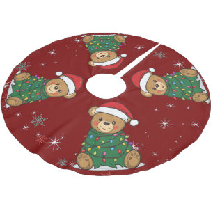 Schattige vrolijke teddybeer Kerstboom safari Kers Rok