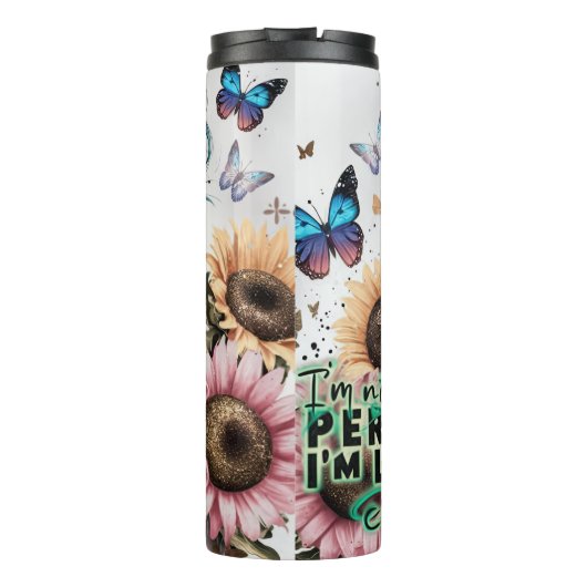 Schattige Vrouw dagelijkse bevestigingen Thermosbeker (Achterkant)