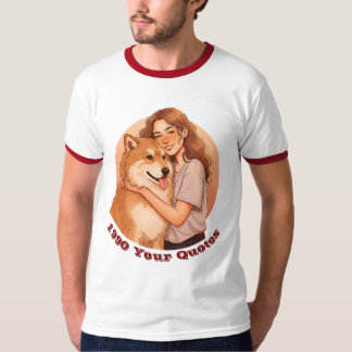 Schattige vrouw en huisdierhond t-shirt