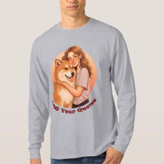 Schattige vrouw en huisdierhond t-shirt