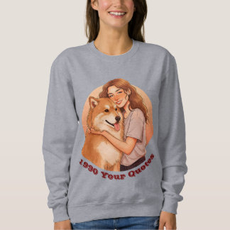 Schattige vrouw en huisdierhond trui