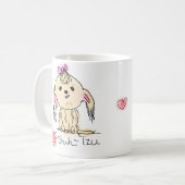 Schattige Vrouw Shih Tzu Doodle Tekening Koffiemok (Voorkant links)