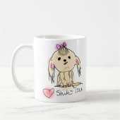 Schattige Vrouw Shih Tzu Doodle Tekening Koffiemok (Links)