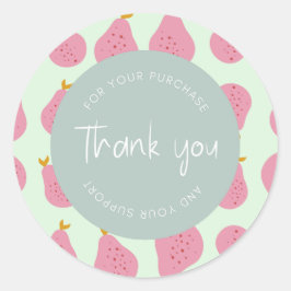 Schattige Vrouwelijk Perenpatroon "Dank u" Verpakk Ronde Sticker