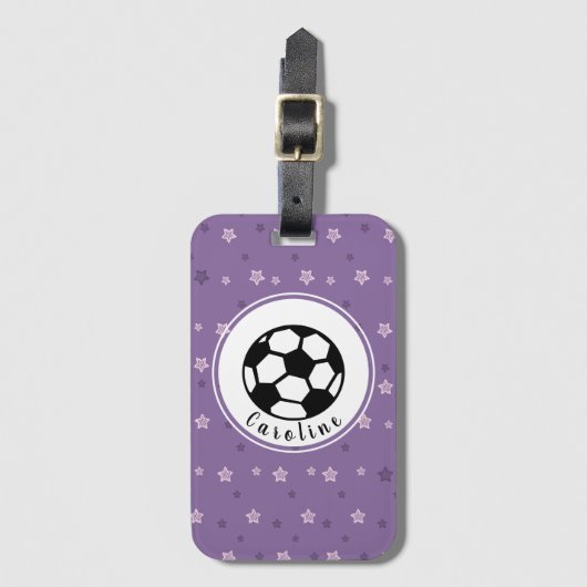 Schattige vrouwelijk Voetbal ontwerp gepersonalise Bagagelabel (Voorkant (verticaal))