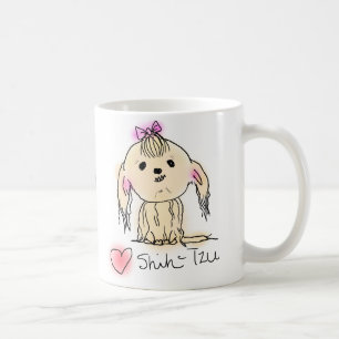 Schattige Vrouwelijke Shih Tzu Doodle Tekening Koffiemok