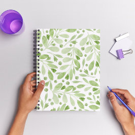 Schattige vrouwelijke waterverf patroon Greenery Notitieboek