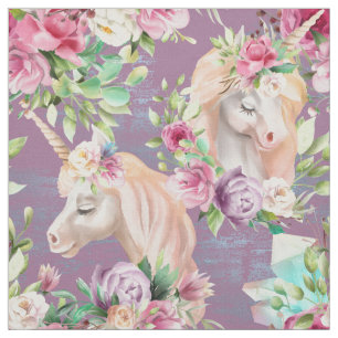Schattige Vrouwelijke Witte Eenhoorns Roze Paarse Stof