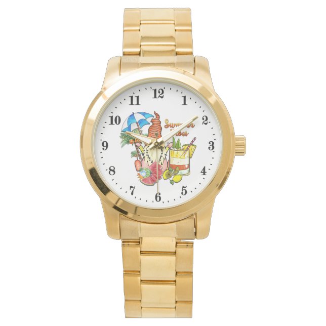 schattige vrouwen strandgnome Summer vibes Horloge (Voorkant)