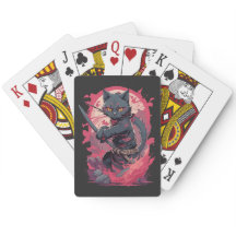 Schattige Vuurspatende Zwarte Ninja Kat Krijger