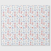 schattige vuurtoren strandpartij cadeaupapier (Vlak)