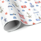 schattige vuurtoren strandpartij cadeaupapier (Rol Hoek)