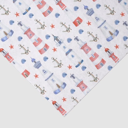 schattige vuurtoren strandpartij tissuepapier (Detail)