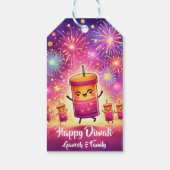 Schattige vuurwerk Diwali Cadeaulabel (Achterkant)