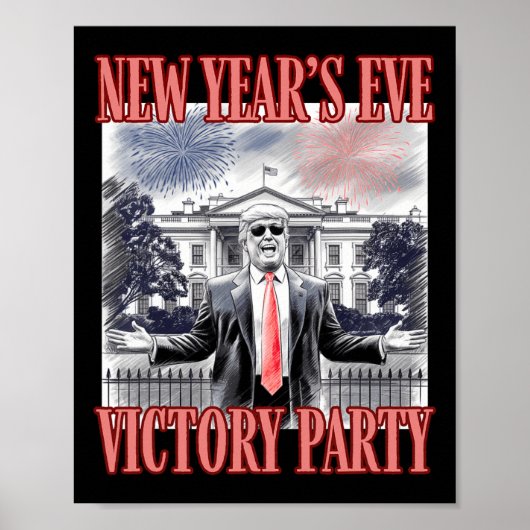 Schattige vuurwerk op oudejaarsavond van Trump Poster (Voorkant)
