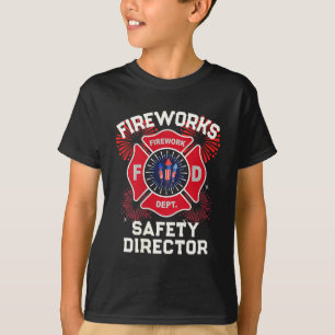 Schattige vuurwerk veiligheidsdirecteur bbq bemann t-shirt