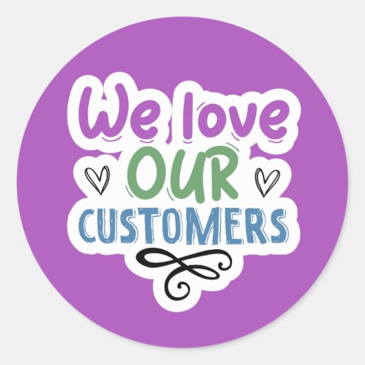 schattige waardering van klanten woordkunst ronde sticker (Voorkant)