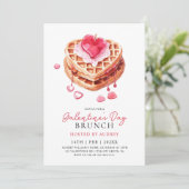 Schattige Waffles Valentijns  Galentines Brunch Kaart (Staand voorkant)
