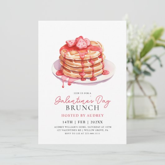 Schattige Waffles Valentijns  Galentines Brunch Kaart (Staand voorkant)