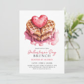 Schattige Waffles Valentijns  Galentines Brunch Kaart (Staand voorkant)