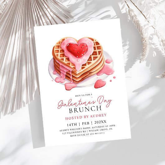 Schattige Waffles Valentijns  Galentines Brunch Kaart