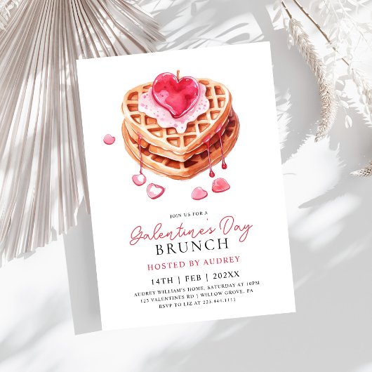 Schattige Waffles Valentijns  Galentines Brunch Kaart