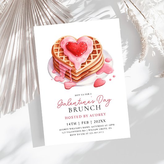 Schattige Waffles Valentijns  Galentines Brunch Kaart
