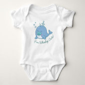 Schattige Wal Baby Shower Wal Vis Cute Jongen Blau Romper (Voorkant)
